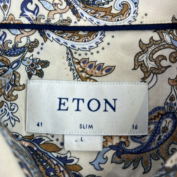 Eton Men's LS Paisley Button Down Dress Shirt - Picture 4 of 9